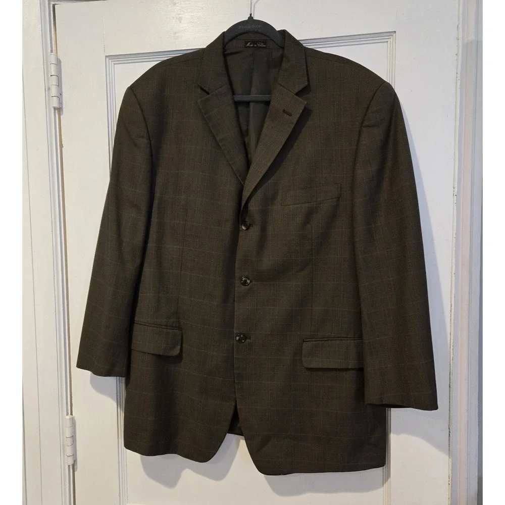 Lineage High Twist Microtech Men's Sport Coat Plaid Suit Jacket Measures 48R‎